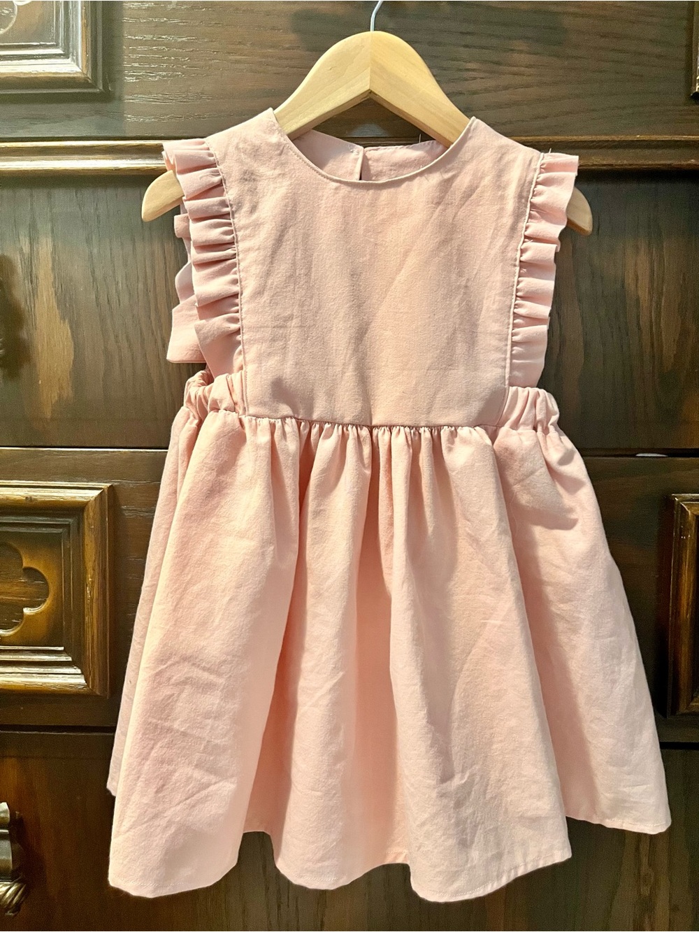 Girls Pink Ruffle Sleeve Dress